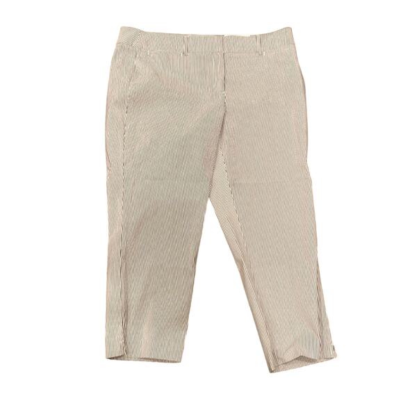 NWT ANN TAYLOR Signature White Blue Striped Ankle Trouser 16 - Picture 7 of 7